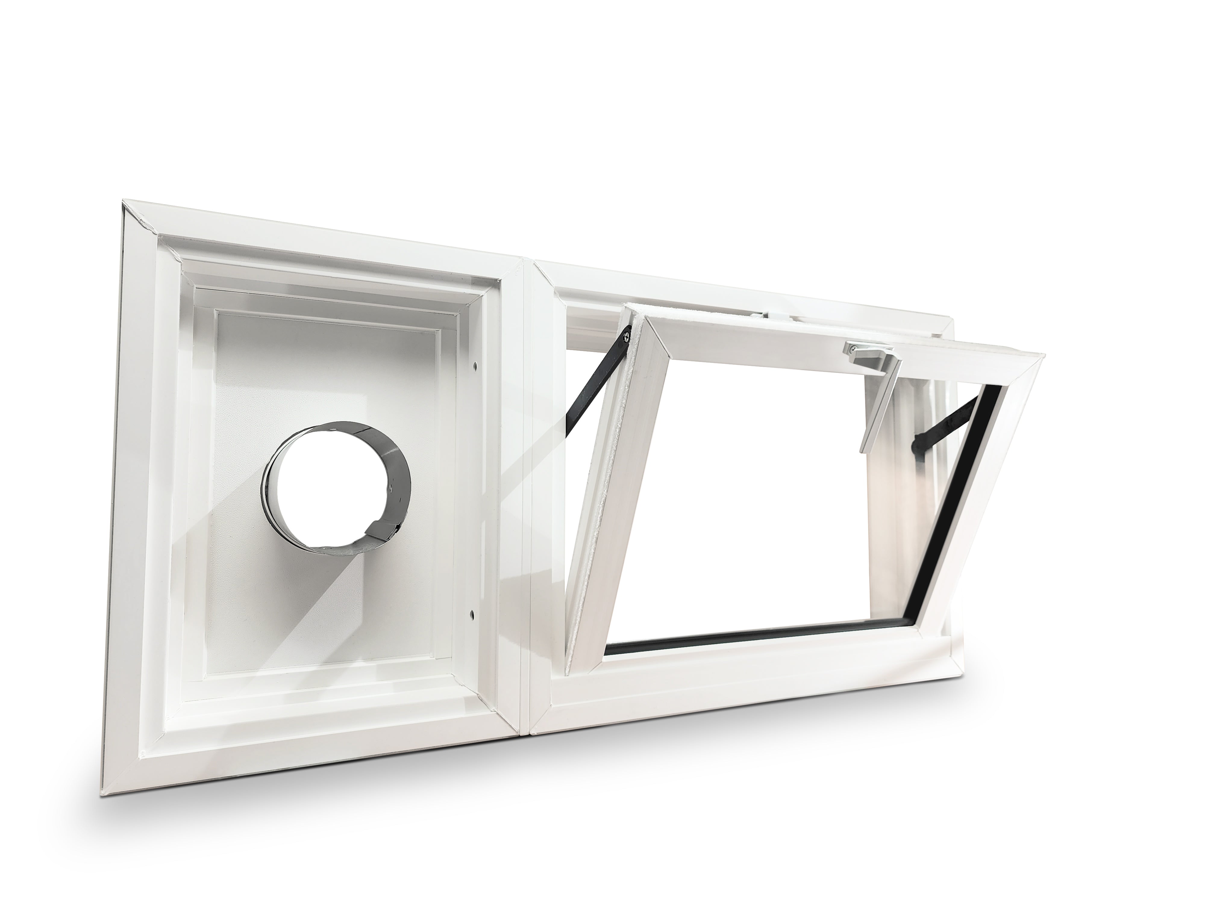 Hopper Window With Dryer Vent